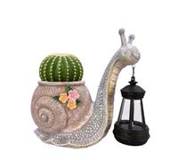 Solar Lights with Planter Resin Vase Snail Decor Stair Lawn Pathway Garden