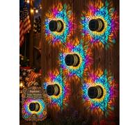 Solar Mandala Wall Light Outdoor Garden Fence Projector Lamp Patio Ambient Decor Waterproof LED Mandala Projection Light Decorative for Garden Post Patio Backyard Yard 7 Colour Changing(5pcs)