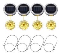 Solar Mason Jar Lights, PChero 4pcs Mason Jar Tapas 20 LED String Fairy Lights Decoración para jardín, Patio, Navidad, Halloween [Blanco cálido]