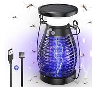 Solar Mata Mosquitos Electrico, 3 IN 1 UV Lampara Antimosquitos, 4200V USB Recargable Lampara Mosquitos Interior, Impermeable Atrapa Moscas Exterior para Dormitorio Cocina Jardín Camping, Violeta