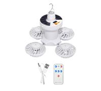 Solar Outdoor Fan, Ceiling Blower with Lights, 5.12x5.12x5.91 inches 2 in 1 Air Circulator, Folding Lantern Design, Remote Control Included, Ideal for Beach, RV, Camping, Indoor, Picnic, Hiking