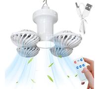 Solar Outdoor Fan, Ceiling Lantern Combo, 2-In-1 Air Circulator with Led Light, Folding Design with Remote Control, for Camping, Tent, Hiking, Beach, Rv, Indoor Bedroom, Picnic Use, 23x23x15cm ABS