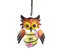 Solar Owl Lights, Waterproof Metal Lantern, 4.21in Decorative Garden Lamp with Glow, Portable Outdoor, Weatherproof Figurine, Efficient Backyard Solar Light for Patio Path Deck Camping Lighting