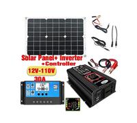Solar Panel Kit Complete 6000w Modified Sine Wave Inverter Lcd Display Dual Usb Dc12v To 220v with 30a Solar Controller