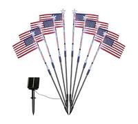 Solar Pathway Lights, 8 Piece Waterproof LED Flag Star Decor, 250th Celebration Outdoor Lamps, Festive Landscape Illumination for Yard, Lawn, 4th of July, Patio, Porch, Deck, Backyard, Pool