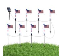 Solar Pathway Lights Outdoor - LED Flag Illumination for Yard Ambience | ABS Waterproof Dusk To Dawn Lighting System, 8 Mode Effects Automatic Sensor Lamp for Garden Driveway Patio Landscape Decor
