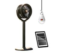 Solar Pedestal Fan - Rechargeable Standing Fan with LED Light for Home
