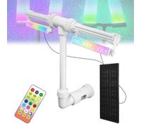 Solar Pool Fountain Light, Dual Spray Adjustable Sprinkler pood Waterfall with LED Lights and 4 Modes for Inground and Above Ground Pools, Remote-Controlled for Relaxation & Cooling 6-15 Degrees