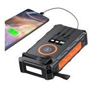 Solar Power Bank, Hand-Crank Charger, Foldable Wireless Battery, Built-In SOS Alarm, Integrated Compass Tool, Perfect for Cyclists and Outdoor Hiking or Fishing Trips