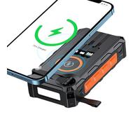 Solar Power Bank, LED Light Device, 6,54 x 3,35 x 1,38 in plegable inalámbrico Charger, Built in Alarm and Brass, Rugged for Ciclists, Fishing, Hiking, Camping, Outdoor