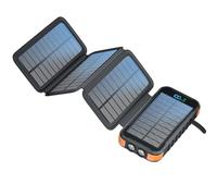 Solar Power Bank with 2 Foldable Solar Panels, 27000 mAh External Battery, 22.5 W Fast Portable Charger PD20W Supports USB-C Input and Output pour Smartphones Tablets Travel Camping Outdoor