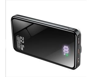 Solar Power Bank with 2 Foldable Solar Panels, 27000 mAh External Battery, 22.5 W Fast Portable Charger PD20W Supports USB-C Input and Output pour Smartphones Tablets Travel Camping Outdoor