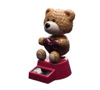 Solar Powered Dashboard Decorations, Bear Shaking Head Figurines, Car Ornaments and Animal Desk Decor, Cute Small Figure, Ideal for Kids, Adults, Table Accessories, 4.33x1.97 inch