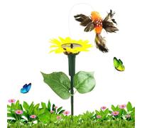 Solar-Powered Enchanted Garden Accent - Whimsical Fluttering Butterfly & Hummingbird Design Adds Magic to Any Garden, Sunflower Base with Weather-Resistant Finish for Durable Outdoor Beauty, High-