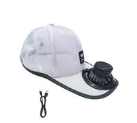 Solar Powered Fan Hat - Breathable Polyester 56-60cm | USB Rechargeable Wide Brim Sun Baseball Cap | Unisex Built In Cooling Mesh Visor Headwear for Beach Climbing Outdoor Cycling Hiking Golf