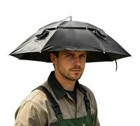 Solar Powered Fan Umbrella Hat - Wide Brim Cooling Headwear with Built In Fan, UV Protection Waterproof Sun Hat for Fishing Hiking Camping Gardening Beach Travel Summer Work | Head Umbrella