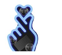 Solar-Powered Finger Heart Car Window Light,Wireless LED Finger Heart C-Pillar Ambient Light,Rechargeable Love Atmosphere Lights with Suction Cup,for Cars or Home (Blue)