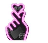 Solar-Powered Finger Heart Car Window Light,Wireless LED Finger Heart C-Pillar Ambient Light,Rechargeable Love Atmosphere Lights with Suction Cup,for Cars or Home (Pink)