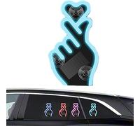 Solar-Powered Finger Heart Car Window Light,Wireless LED Finger Heart C-Pillar Ambient Light,Rechargeable Love Atmosphere Lights with Suction Cup,for Cars or Home (Light Blue)