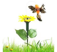 Solar Powered Fluttering Butterfly Garden Stake | Sunflower Decorative Solar Flying Hummingbird Outdoor Ornament | Waterproof ABS Motion Simulation Butterfly For Balcony, Patio, Courtyard, Flowerbed G