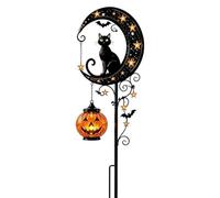 Solar-powered Halloween Black Cat Garden Ground Light, Pumpkin Moon Garden