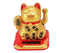 Solar Powered Lucky Waving Cat, La Riqueza de China Gato de la Suerte agitando el Brazo Solar Fortune Cat Estatua, Beckoning agitando el Brazo Fortune Lucky Cat para la decoración (Carácter Chino