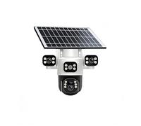 Solar Powered PTZ Security Camera Outdoor, Triple-Lens 360° Coverage, 4MP HD Auto Motion Tracking, 4G LTE/WiFi Dual Band, IP66 Weatherproof, 2K Color Night Vision(WiFi CAM Add 128G)