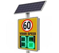Solar Powered Radar Speed Limit Sign, LED Radar Feedback Sign, Traffic Feedback Warning Board with Accessories, LED Speed Limit Radar Detective Display, for Highways, Speed-Limited Roads 60X90cm