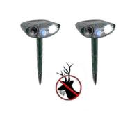 Solar Powered Ultrasonic Deer Repeller Pack of 2 - Effective Deer Deterrent for Garden, Yard & Outdoor Use - Safe & Humane Pest Control