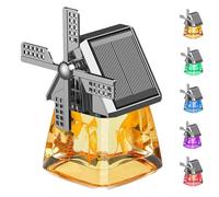 Solar-Powered Windmill Aroma Car Air Freshener, Car Air Freshener Solar Energy Rotating, Auto Interior Decoration, Car Essential Oil Aromatherapy, Long Lasting (Yellow)
