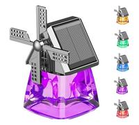 Solar-Powered Windmill Aroma Car Air Freshener, Car Air Freshener Solar Energy Rotating, Auto Interior Decoration, Car Essential Oil Aromatherapy, Long Lasting (Purple)