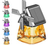 Solar-Powered Windmill Aroma Car Air Freshener, Car Air Freshener Solar Energy Rotating, Cute Windmills Design Cars Essential Oil Aromatherapy, Long Lasting, Auto Interior Decoration (Yellow)