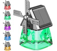 Solar-Powered Windmill Aroma Car Air Freshener, Car Air Freshener Solar Energy Rotating, Cute Windmills Design Cars Essential Oil Aromatherapy, Long Lasting, Auto Interior Decoration (Green)