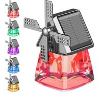 Solar-Powered Windmill Aroma Car Air Freshener, Car Air Freshener Solar Energy Rotating, Cute Windmills Design Cars Essential Oil Aromatherapy, Long Lasting, Auto Interior Decoration (Red)