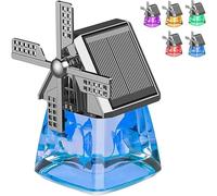 Solar-Powered Windmill Aroma Car Air Freshener, Rotating Aromatherapy Diffuser Ornament, Long-Lasting Scented Accessory for Car Interior, Dashboard Decoration with Essential Oils (Blue)