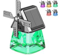 Solar-Powered Windmill Aroma Car Air Freshener, Rotating Aromatherapy Diffuser Ornament, Long-Lasting Scented Accessory for Car Interior, Dashboard Decoration with Essential Oils (Green)
