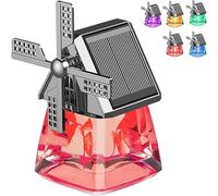 Solar-Powered Windmill Aroma Car Air Freshener, Rotating Aromatherapy Diffuser Ornament, Long-Lasting Scented Accessory for Car Interior, Dashboard Decoration with Essential Oils (red)