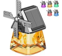 Solar-Powered Windmill Aroma Car Air Freshener, Rotating Aromatherapy Diffuser Ornament, Long-Lasting Scented Accessory for Car Interior, Dashboard Decoration with Essential Oils (Yellow)
