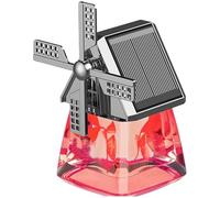 Solar-Powered Windmill Aroma Car Air Freshener, solar powered air freshener car, Car Essential Oil Aromatherapy, Long Lasting, Auto Interior Decoration (Red-Cologne scent)