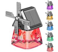 Solar-Powered Windmill Aroma Car Air Freshener, Windmill Solar Car Perfume Air Freshener Perfume, Auto Interior Decoration, Deodorizing Fragrance, Suitable for Cars, Homes, and Offices (Red)