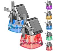 Solar-Powered Windmill Aroma Car Air Freshener, Windmill Solar Car Perfume Air Freshener Perfume, Auto Interior Decoration, Deodorizing Fragrance, Suitable for Cars, Homes, and Offices (Blue+Red)