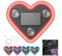 Solar Powered Wireless LED Heart Shape C-Pillar Light,Car Heart-Shaped Led Ambient Lights,Waterproof Car Triangle Window Hearts Accessory with Lamp Sensor,for Auto Interior Decoration (Red)