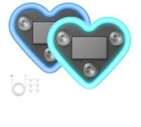 Solar Powered Wireless LED Heart Shape C-Pillar Light,Car Heart-Shaped Led Ambient Lights,Waterproof Car Triangle Window Hearts Accessory with Lamp Sensor,for Auto Interior Decoration (Blue+Ice Blue)