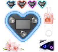 Solar Powered Wireless LED Heart Shape C-Pillar Neon Light, Car Solar Heart LED Light, Romantic Love-Shaped Leds Ambient Neon Lights, Ip65 Waterproof, for Car Interior Decor (D)