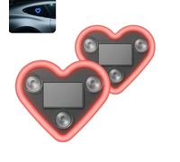 Solar Powered Wireless Led Heart Shape C-Pillar Neon Light, Heart-Shaped Car Light Decor, Strong Suction Mount, for Cars, Windows, Can Be Adsorbed on Glass (Two Red)