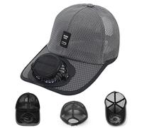 Solar Rechargeable Peak Cap, USB & Solar Powered Baseball Cap with Fans 3-Speed Quiet Fan for Golf, Hiking, Fishing (Dark Gray,Talla única)