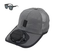 Solar Rechargeable Peak Cap, USB & Solar Powered Breathable Baseball Cap,3-Speed Quiet Fan for Outdoor Activities (Dark Gray)