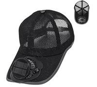 Solar Rechargeable Peaked Cap, 2025 New Solar-Powered Baseball Cap, with Built-in Fan, USB Rechargeable Hat (Black)