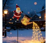 Solar Santa GießKanne-Llaterne, IP65 GießKanne Weihnachten, Santa Claus mit GießKanne, Christmas Santa Solars Kettle Lights, LED Solars Weihnachtsmann GießKanne Lichterkette A