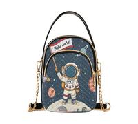 Solar System Astronaut Planet Hello World - Bolso bandolera pequeño de cuero para mujer
